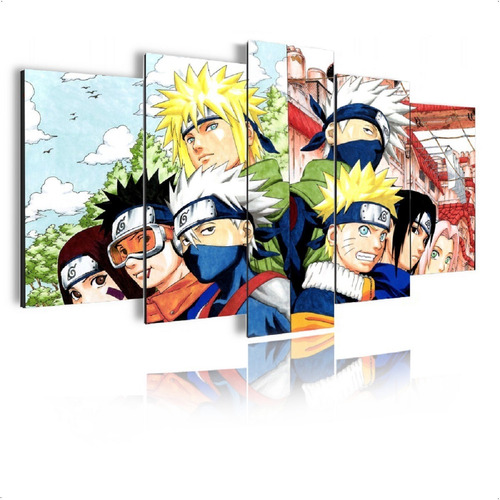 Quadro Mosaico 105x60cm Mod469 Anime Naruto Personagens 5pçs